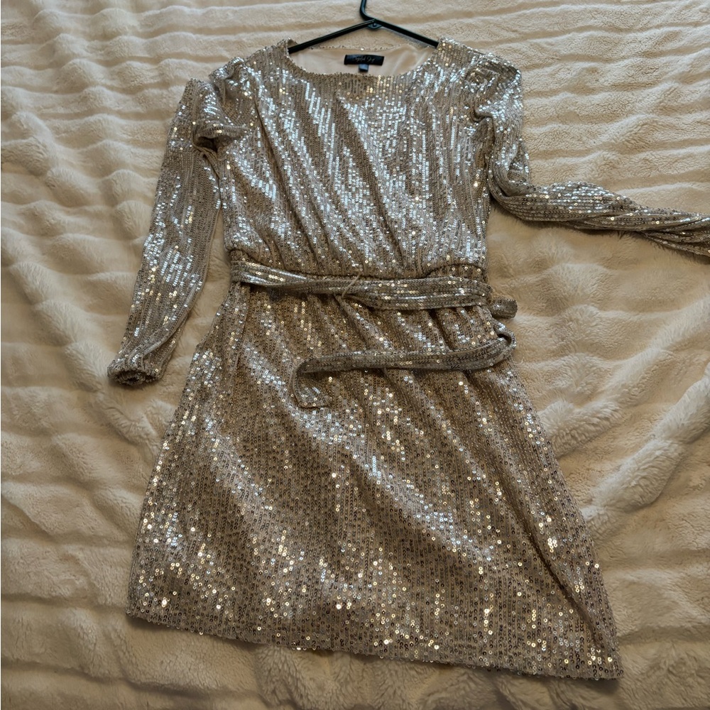 Silver Sequin Mini Dress